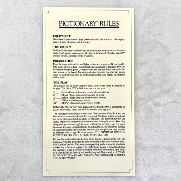 Vintage 1985 Pictionary Drawing Game First Edition 100% Complete & Unplayed (B) - Picture 6 of 10